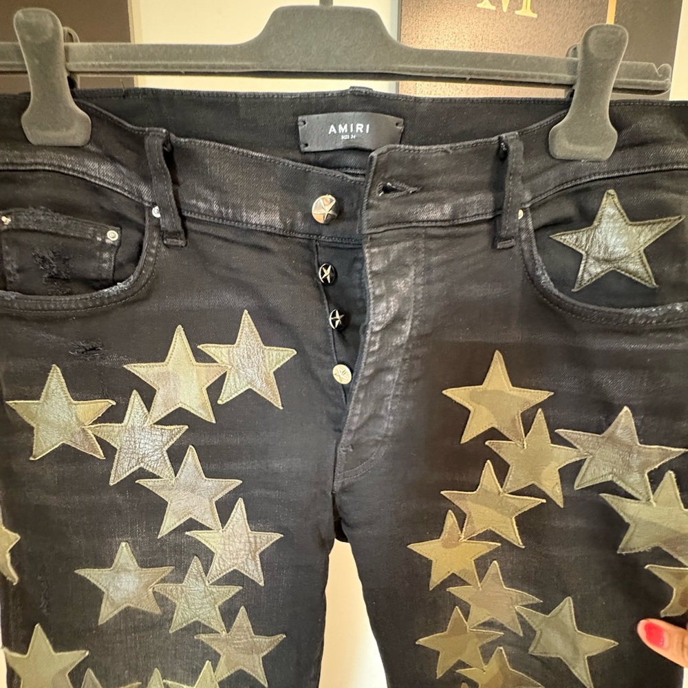 AMIRI Women's Black Jeans with Gold Stars